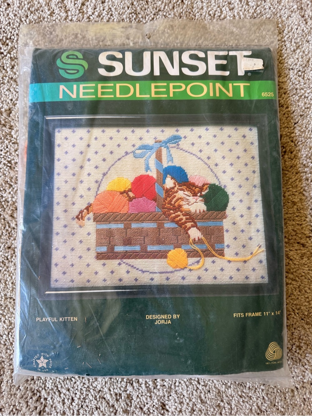 Sunset Needlepoint "Playful Kitten" Kit